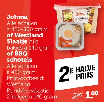 Coop Johma of Westland Slaatje schotels of BBQ schotels aanbieding