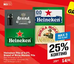 Coop Heineken Pils of 0.0%, Brand of Birra Moretti Pils aanbieding