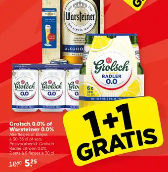 Coop Grolsch 0.0% of Warsteiner 0.0% aanbieding