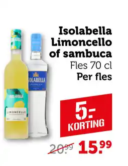 Coop Isolabella Limoncello of sambuca aanbieding