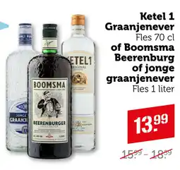 Coop Ketel 1 Graanjenever of Boomsma Beerenburg of jonge graanjenever aanbieding