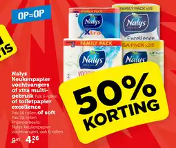 Coop Nalys Keukenpapier vochtvangers of xtra multi gebruik of toiletpapier excellence of soft aanbieding