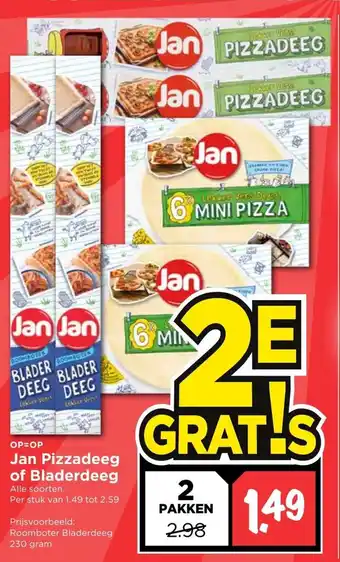 Vomar Voordeelmarkt Jan Pizzadeeg of Bladerdeeg aanbieding