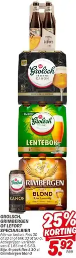 Dekamarkt GROLSCH, GRIMBERGEN OF LEFORT SPECIAALBIER aanbieding