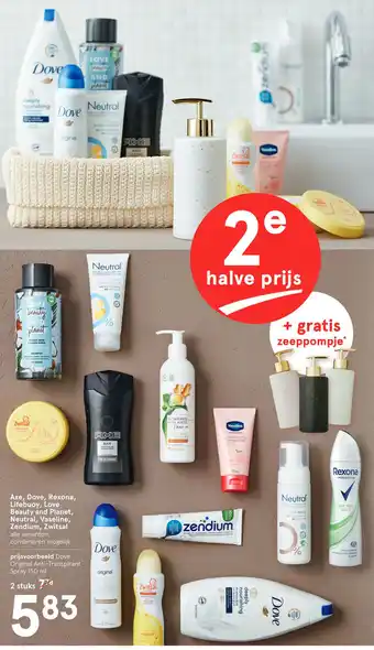 Etos Axe, Dove, Rexona, Lifebuoy, Love Beauty and Planet, Neutral, Vaseline, Zendium, Zwitsal 150ml aanbieding