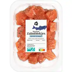 Albert Heijn AH Roerbak zalmblokjes zeezout en peper aanbieding