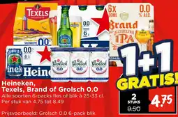Vomar Voordeelmarkt Heineken, Texels, Brand of Grolsch 0.0 aanbieding