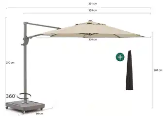 Kees Smit Shadowline Francisco zweefparasol ø 330cm aanbieding