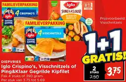 Vomar Voordeelmarkt Iglo Crispino's, Visschnitzels of Ping&Klaar Gegrilde Kipfilet aanbieding