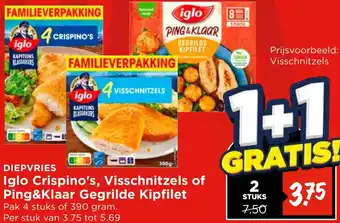 Vomar Voordeelmarkt Iglo Crispino's, Visschnitzels of Ping&Klaar Gegrilde Kipfilet aanbieding
