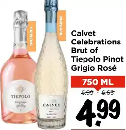 Vomar Voordeelmarkt Calvet Celebrations Brut of Tiepolo Pinot Grigio Rosé aanbieding