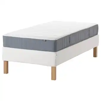 IKEA EspevÄr/vesterÖy Lattenmatrasbodem met poten, wit/middelhard lichtblauw, 90x200 cm aanbieding