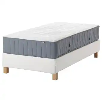 IKEA EspevÄr/vÅgstranda Lattenmatrasbodem met poten, wit/middelhard lichtblauw, 90x200 cm aanbieding