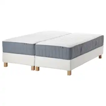 IKEA EspevÄr/vÅgstranda Lattenmatrasbodem met poten, wit/middelhard lichtblauw, 160x200 cm aanbieding