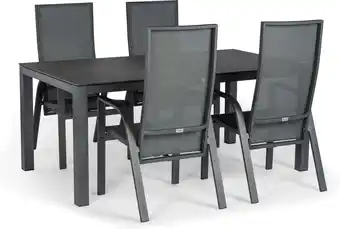 Intratuin Tierra Outdoor 4-zits diningset Briga grijs met Edo antraciet aanbieding