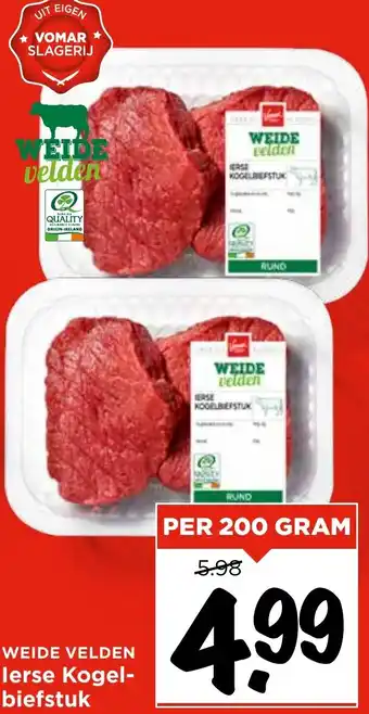 Vomar Voordeelmarkt WEIDEVELDEN ierse Kogelbiefstuk aanbieding