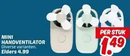 Dekamarkt MINI HANDVENTILATOR aanbieding