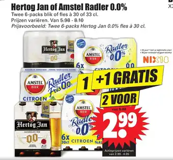 Dirk Hertog Jan of Amstel Radler 0.0% 30cl aanbieding