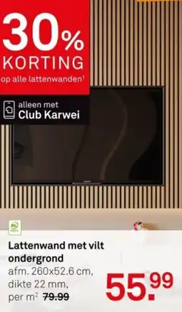 Karwei Lattenwand met vilt ondergrond aanbieding