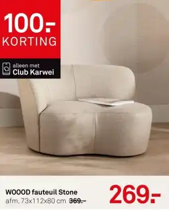 Karwei WOOOD fauteuil Stone aanbieding
