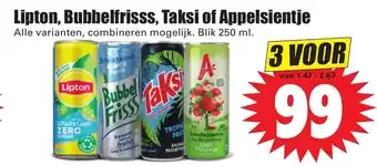 Dirk Lipton, bubbelfrisss, taksi of appelsientje 250ml aanbieding