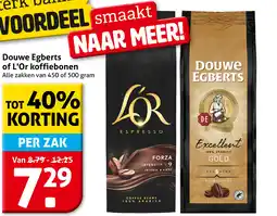 Hoogvliet Douwe Egberts of L'Or koffiebonen aanbieding