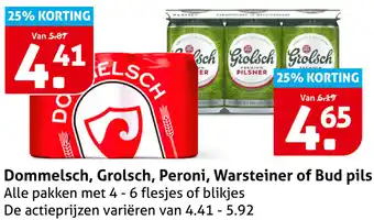 Hoogvliet Dommelsch, Grolsch, Peroni, Warsteiner of Bud pils aanbieding