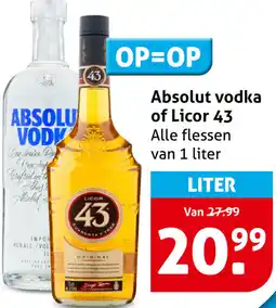 Hoogvliet Absolut vodka of Licor 43 aanbieding
