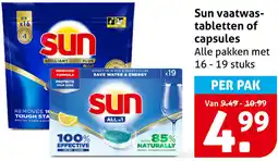 Hoogvliet Sun vaatwastabletten of capsules aanbieding