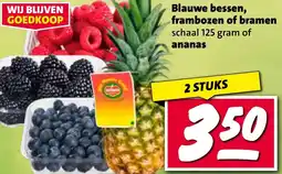 Nettorama Blauwe bessen, frambozen of bramen of ananas aanbieding