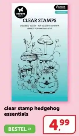 Boekenvoordeel clear stamp hedgehog essentials aanbieding
