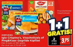 Vomar Voordeelmarkt DIEPVRIES Iglo Crispino's, Visschnitzels of Ping&Klaar Gegrilde kipfilet aanbieding
