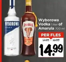 Vomar Voordeelmarkt Wyborowa Vodka 1 liter of Amarula 700 ml aanbieding
