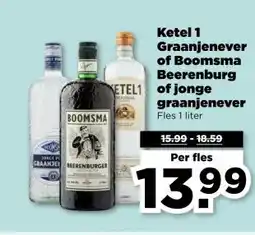 PLUS Ketel 1 Graanjenever of Boomsma Beerenburg of jonge graanjenever aanbieding