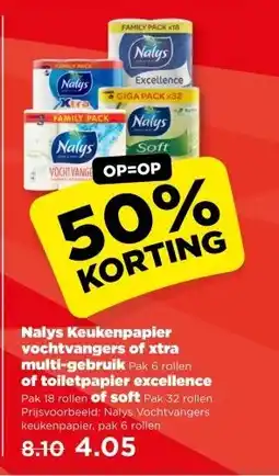 PLUS Nalys Keukenpapier vochtvangers of xtra multi-gebruik of toiletpapier excellence n of soft aanbieding