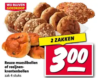 Nettorama Reuze mueslibollen of rozijnen krentenbollen aanbieding