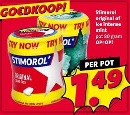 Nettorama Stimorol original of ice intense mint aanbieding