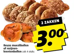 Boni Reuze mueslibollen of rozijnen krentenbollen aanbieding