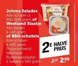 Coop Johma Salades of Westland Slaatje of BBQ schotels aanbieding
