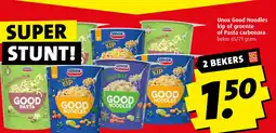 Boni Unox Good Noodles kip of groente of Pasta carbonara aanbieding