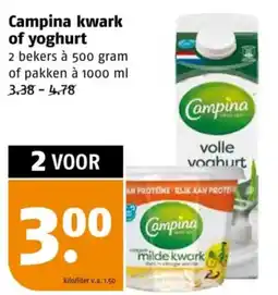 Poiesz Campina kwark of yoghurt aanbieding