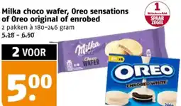 Poiesz Milka choco wafer, Oreo sensations of Oreo original of enrobed aanbieding