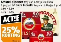 Poiesz Amstel pilsener of Birra Moretti aanbieding