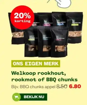Welkoop Welkoop rookhout, rookmot of BBQ chunks aanbieding