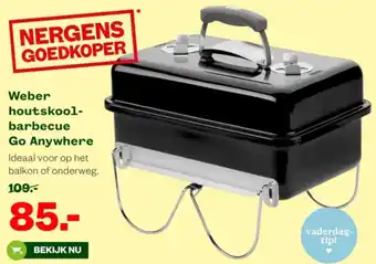 Welkoop Weber houtskool barbecue Go Anywhere aanbieding