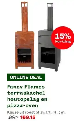Welkoop Fancy Flames terraskachel houtopslag en pizza oven aanbieding