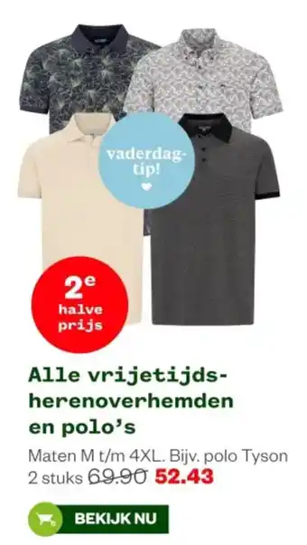 Welkoop Alle vrijetijds herenoverhemden en polo's aanbieding