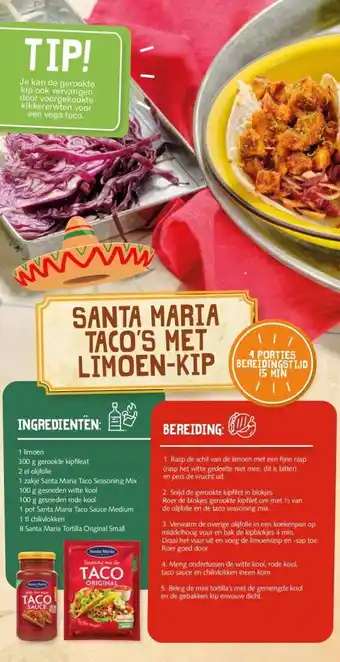 MCD Supermarkt SANTA MARIA TACO'S MET LIMOEN-KIP aanbieding