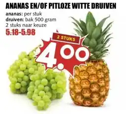 MCD Supermarkt ANANAS EN/OF PITLOZE WITTE DRUIVEN aanbieding