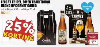 MCD Supermarkt LEFORT TRIPEL, OMER TRADITIONAL BLOND OF CORNET OAKED aanbieding